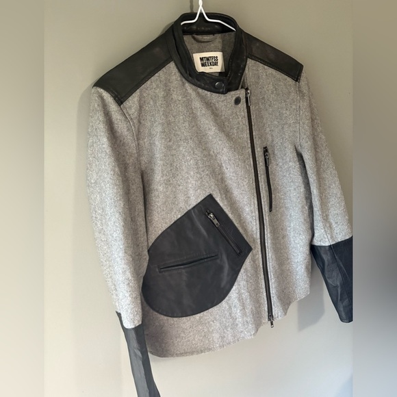 Weekday, size small, Gray and Black Biker Jacket, wool blend, Nikita mix - Picture 3 of 8